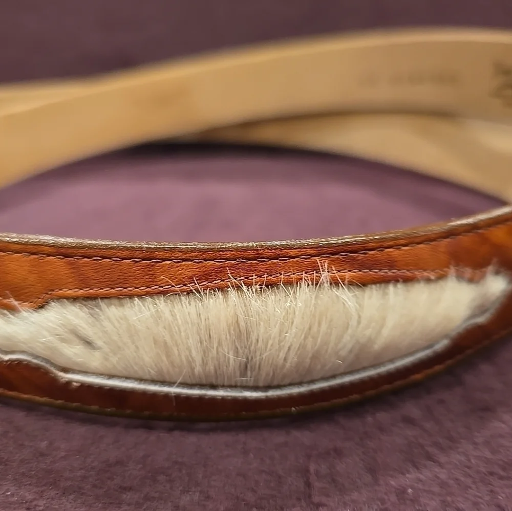Tony Lama Leather Belt w/ Cowhide